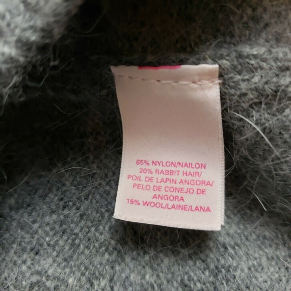Victorias Secret Size M Gray Boxy Nylon Rabbit Wool Sweater Slouchy Cozy Casual - Picture 6 of 10